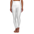 White High-Waisted Yoga Leggings — All-Over Print Activewear